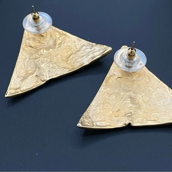 Bold Gold Plated Spiral Drop Statement Earrings on Luulla Retro 80s Glam Statement Earrings - Abstract Gold Plated Vintage Earrings
